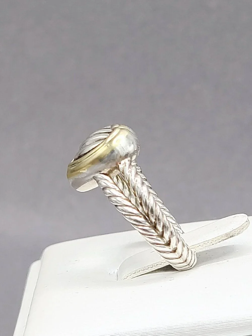 David Yurman Classic Cable Sculpted Heart Ring w/ 18K Yellow Gold - Sz 7 - RARE - Picture 9 of 12